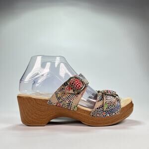 Dansko Sophie Sandals Brown Leather Buckle Comfort Wedge Women's Size 7